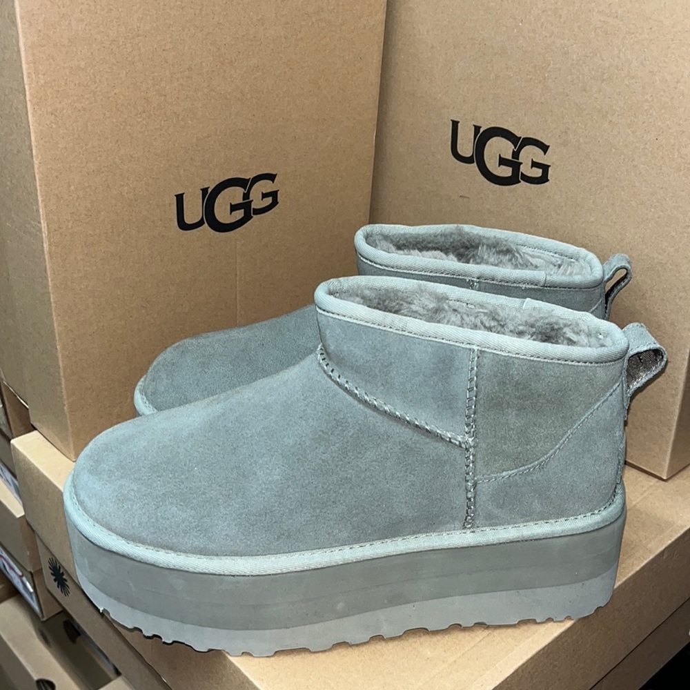 UGG Gray (light olive) Platform Ankle Boots